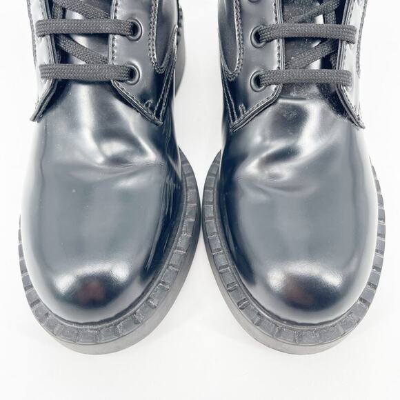 Prada Black Spazzolato Re-Nylon Metal Triangle Logo Combat Ankle Boot size IT 36 - Picture 7 of 14